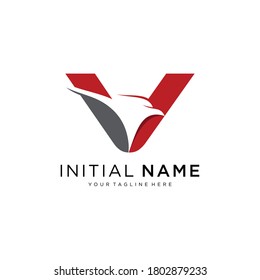 Initial V Eagle Logo Vector Design