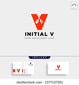 initial v food equipment simple logo template vector icon abstract