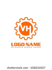 Initial V & H gear logo template vector