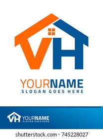 Initial V & H real estate logo template vector