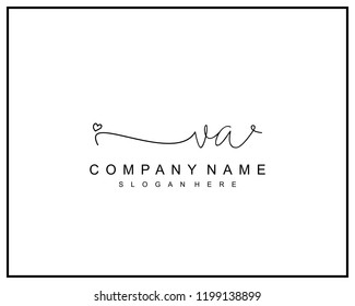 Initial V A handwriting logo template vector