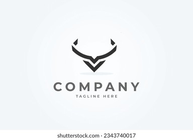 Logo inicial del V Cuerno. letra minimalista V con logotipo de diseño de Cuerno. ilustración vectorial