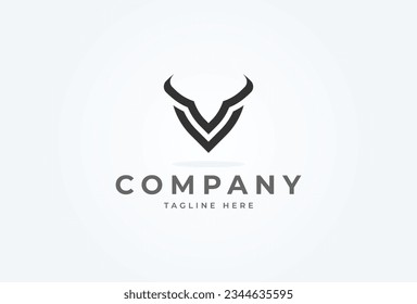 Initial V Horn logo. minimalist letter V with Horn design logo. flat design logo template. vector illustration