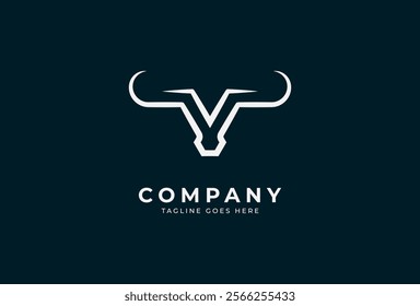 Initial V horn Logo, minimalist letter V with horn design logo, vector illustration