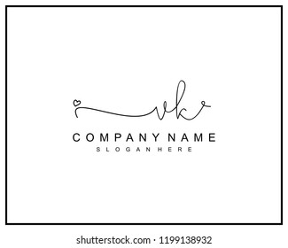 Initial V K handwriting logo template vector