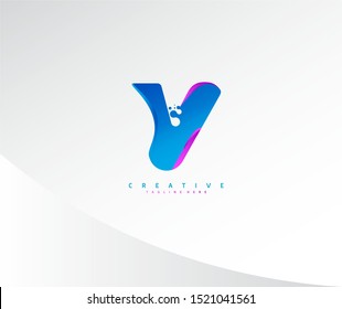 Initial V letter abstract colorful trendy creative stylized logo