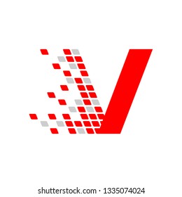 Initial V Letter Digital Data Movement Symbol Design