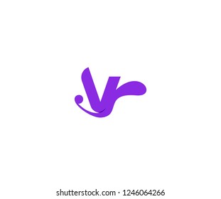 Initial V Letter Isolated Abstract Swoosh Liquid Proton Purple Color Design Logo