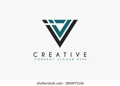 Initial V letter logo design vector illustration.grey and gold Initial V icon. Usable for business Logos. Flat vector logo design template element isolated on white background