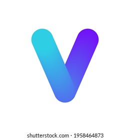 Initial V letter logo design. Gradient twisted ribbon for logotype, title, header, company name. Vector illustration