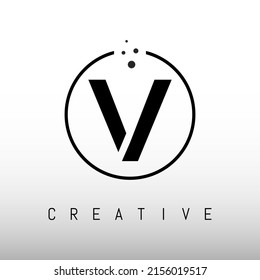 Initial V Letter Logo Design Vector Template. V Letter Design Vector with Dots.