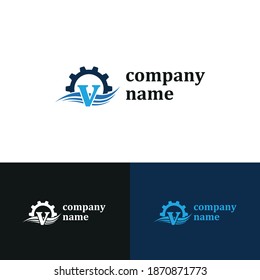 Initial v letter for swimming pools and aquatic venue repairing, setting and service company logo template