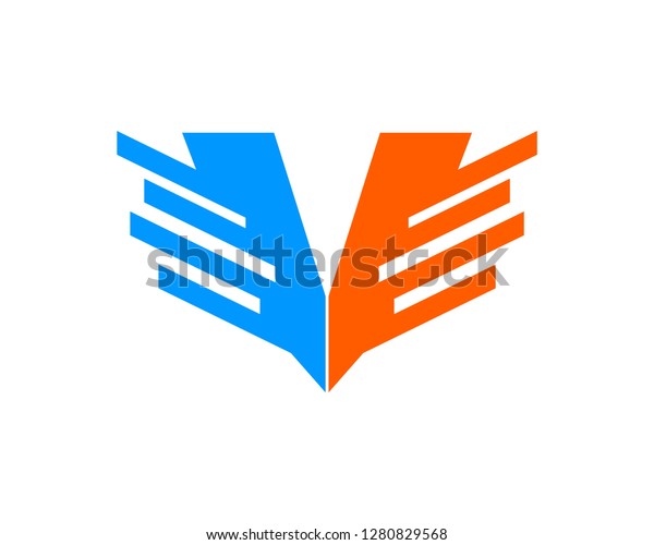 Initial V letter with wing\
logo vector