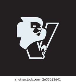 Initial V Lion Head Elegant logo icon vector design