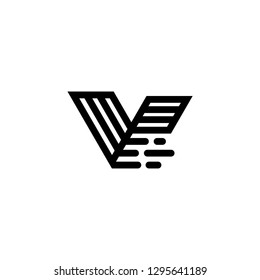 initial V logo V combination V technologies IT abstract