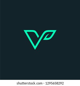 initial V logo V combination V technologies IT abstract