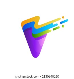 initial V logo design, letter V and water, combination logo with 3d colorful style