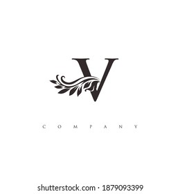 initial V logo with ornament symbol