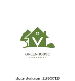 Logo inicial de V con concepto inmobiliario