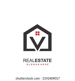 Initial V logo with real estate concept