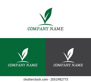 initial V logo template. Leaf and business