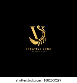 Initial V luxury logotype with flourish ornament. Typography for company and business logo.