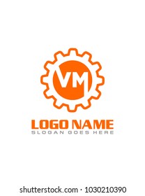 Initial V & M gear logo template vector