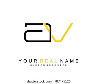 Initial A & V minimalist logo template vector