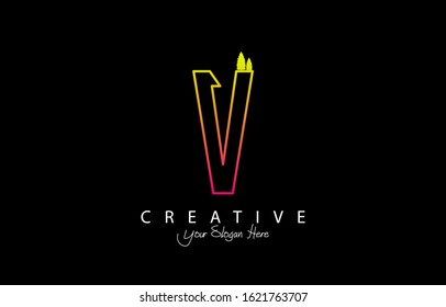 Initial V Modern Design Logo Concept. Creative Icon Logo with Sound Wave Vector Illustration.