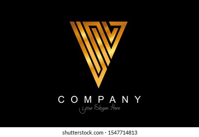 Initial V Modern Trendy Design Logo. Letter V Icon Logo with gold color and luxury style for your business.