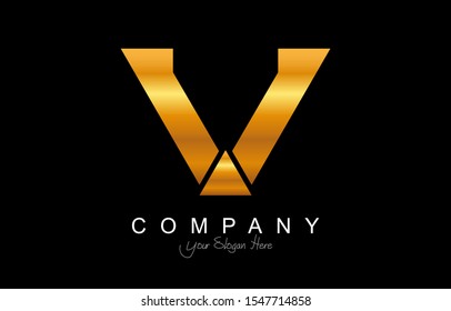 Initial V Modern Trendy Design Logo. Letter V Icon Logo with gold color and luxury style for your business.