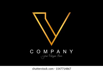 Initial V Modern Trendy Design Logo. Letter V Icon Logo with gold color and luxury style for your business.