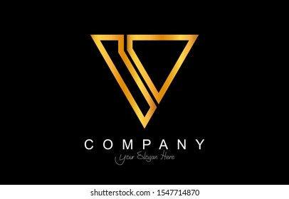 Initial V Modern Trendy Design Logo. Letter V Icon Logo with gold color and luxury style for your business.