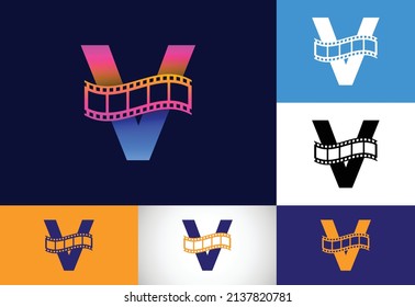 Initial V Monogram Alphabet Incorporated Film Stock Vector (Royalty ...