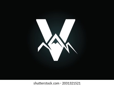 Initial V monogram alphabet with the mountain peak. Mountain Logo sign symbol. Font emblem. Modern vector logo for the business, and company identity