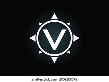 Initial V monogram letter alphabet in a compass. Font emblem. Compass logo sign symbol. Modern vector logo design for business and company identity.
