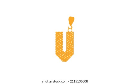 Initial V monogram letter alphabet with crane hook. Crane hook logo concept vector illustration. Modern logo design for building shop, business, and company identity.