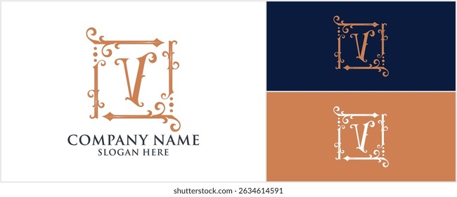 initial V monogram logo, wedding and Fashion logo design, Vector illustration