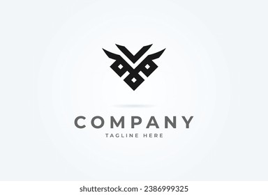 Initial V Owl logo. modern letter V forming owl head. Flat Vector Logo Design Template element. vector illustration