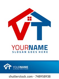 Initial V & T real estate logo template vector