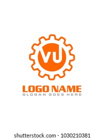 Initial V & U gear logo template vector