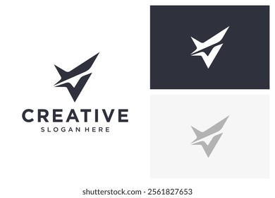 initial v vector modern logo