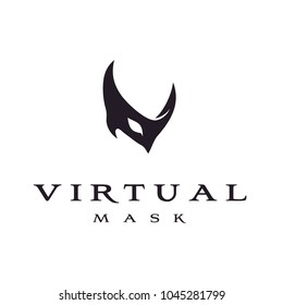 Initial V Venetian Ball Mask Masquerade Party logo design