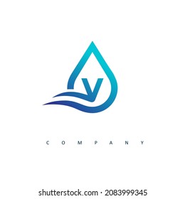 Initial V water logo design