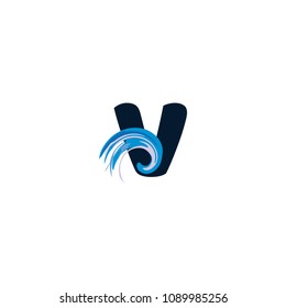 Initial V Wave Abstact Swirl Logo Design.