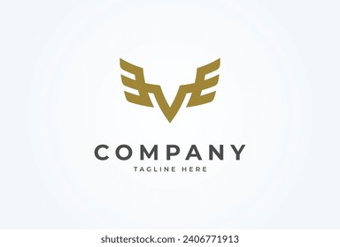 Initial V wing logo design, modern letter V with wing combination, vector illustration