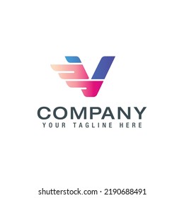 Initial v Wings Logo Vector illustration logo design template