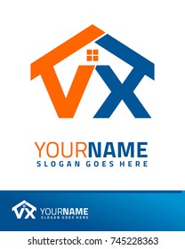 Initial V & X real estate logo template vector