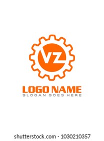 Initial V & Z gear logo template vector