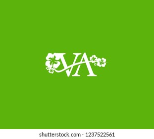 Initial VA Letter with Abstract Hibiscus Flower Swoosh Monogram Logotype